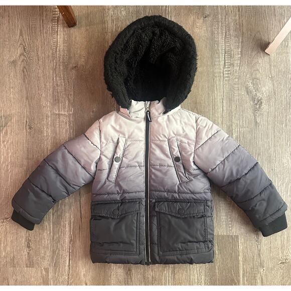 Members Mark Hooded Puffer Jacket Black Gray Ombre Toddler Size 2 - Picture 1 of 6